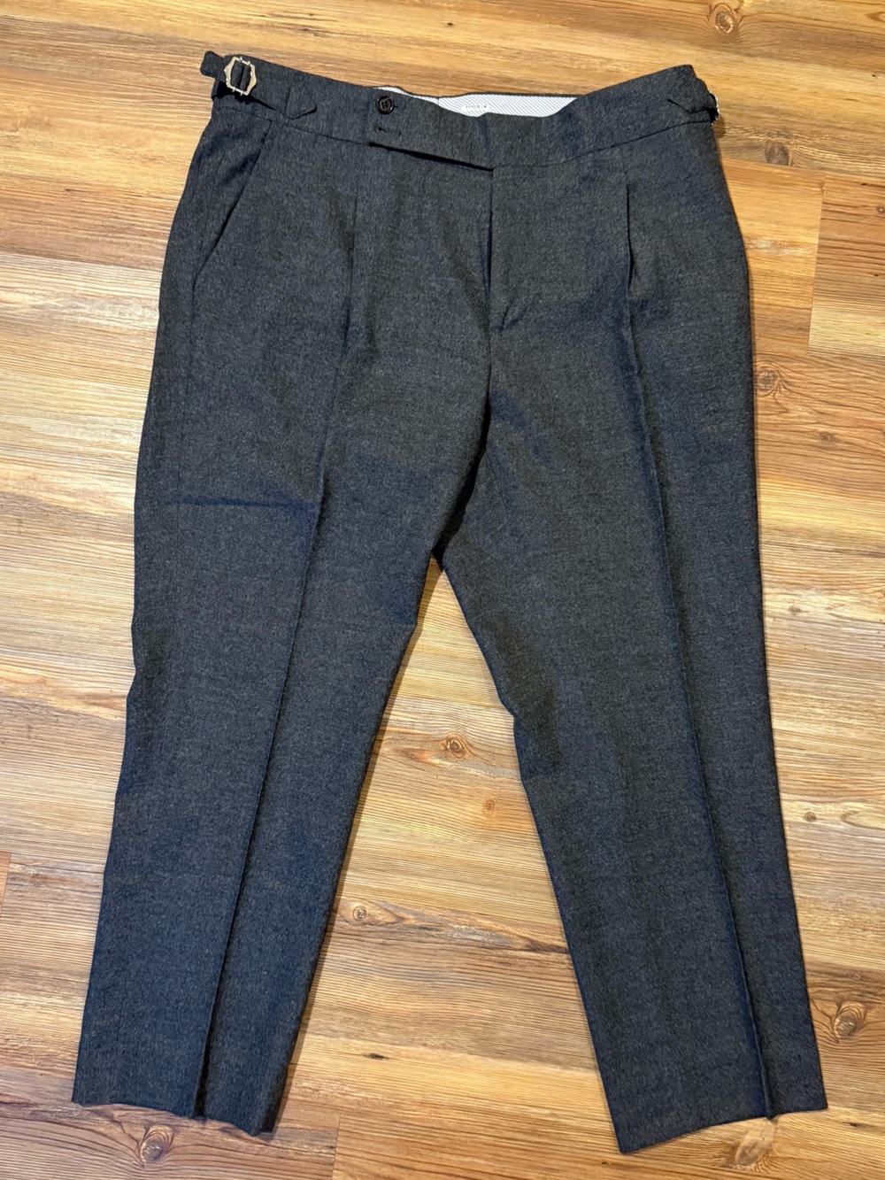 Men's Pini Parma Pleated Wool FlannelCharcoal Dress Pants - 36x26